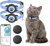 Coleira GPS para gatos (iOS e Android), Mini GPS com Bluetooth, rastreador inteligente de atividades para animais de estimação, sem taxa mensal, funciona com Apple Find My e Google Find Hub, etiqueta