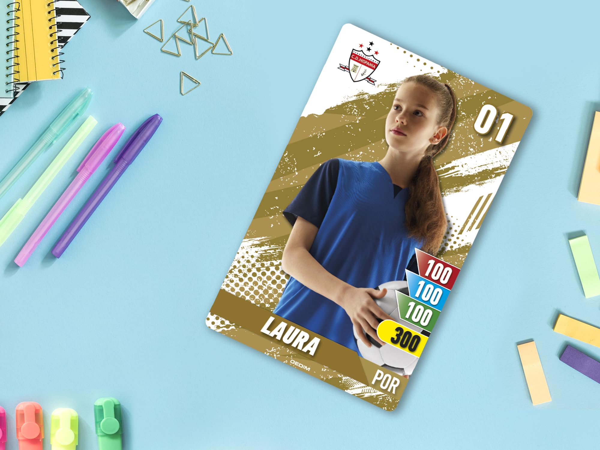 Oedim Cromo de Fútbol Personalizada Diseño Dorado, Varias Medidas y Materiales, Divertida y Original