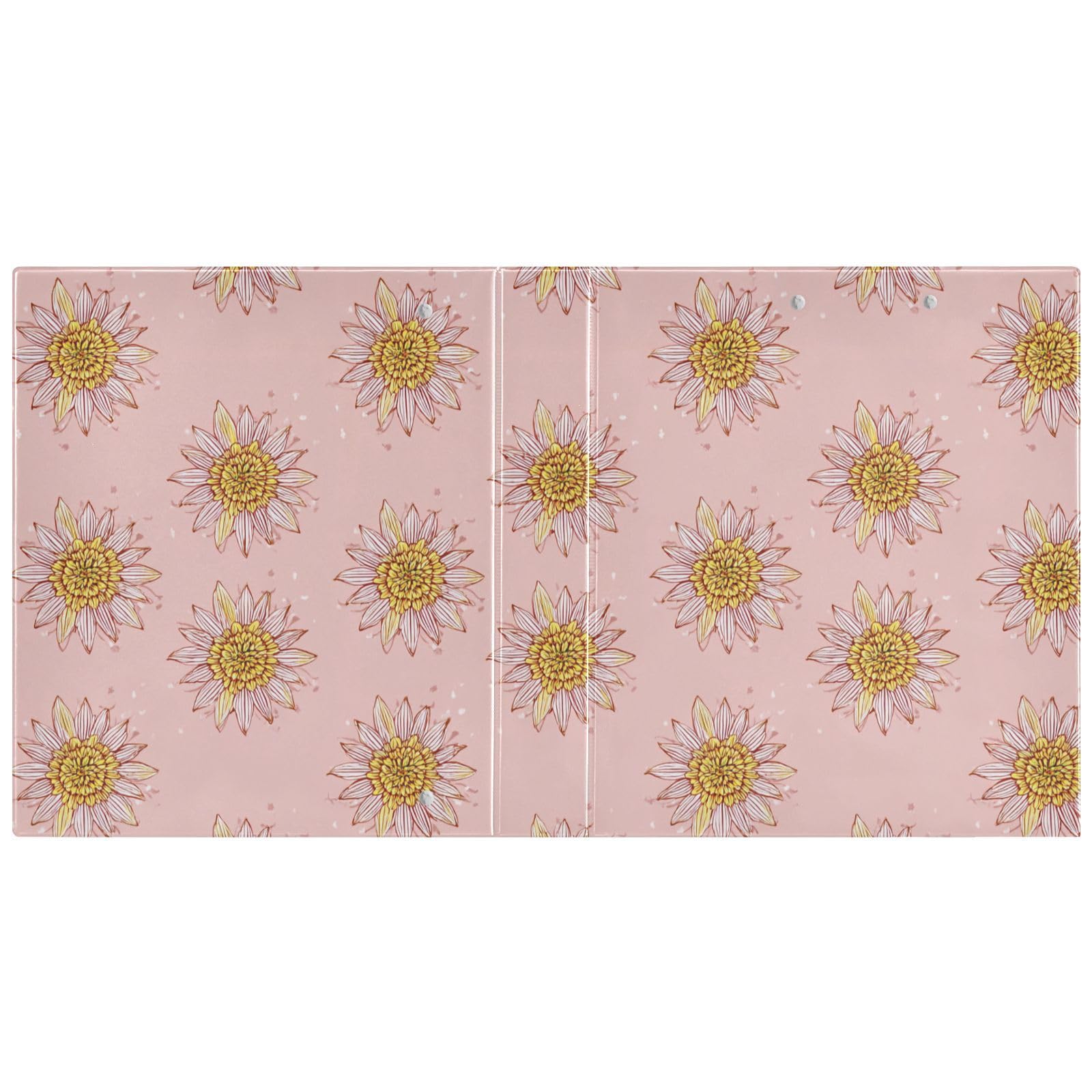Raccoglitori scolastici da 3,8 cm, motivo girasole, rosa pastello