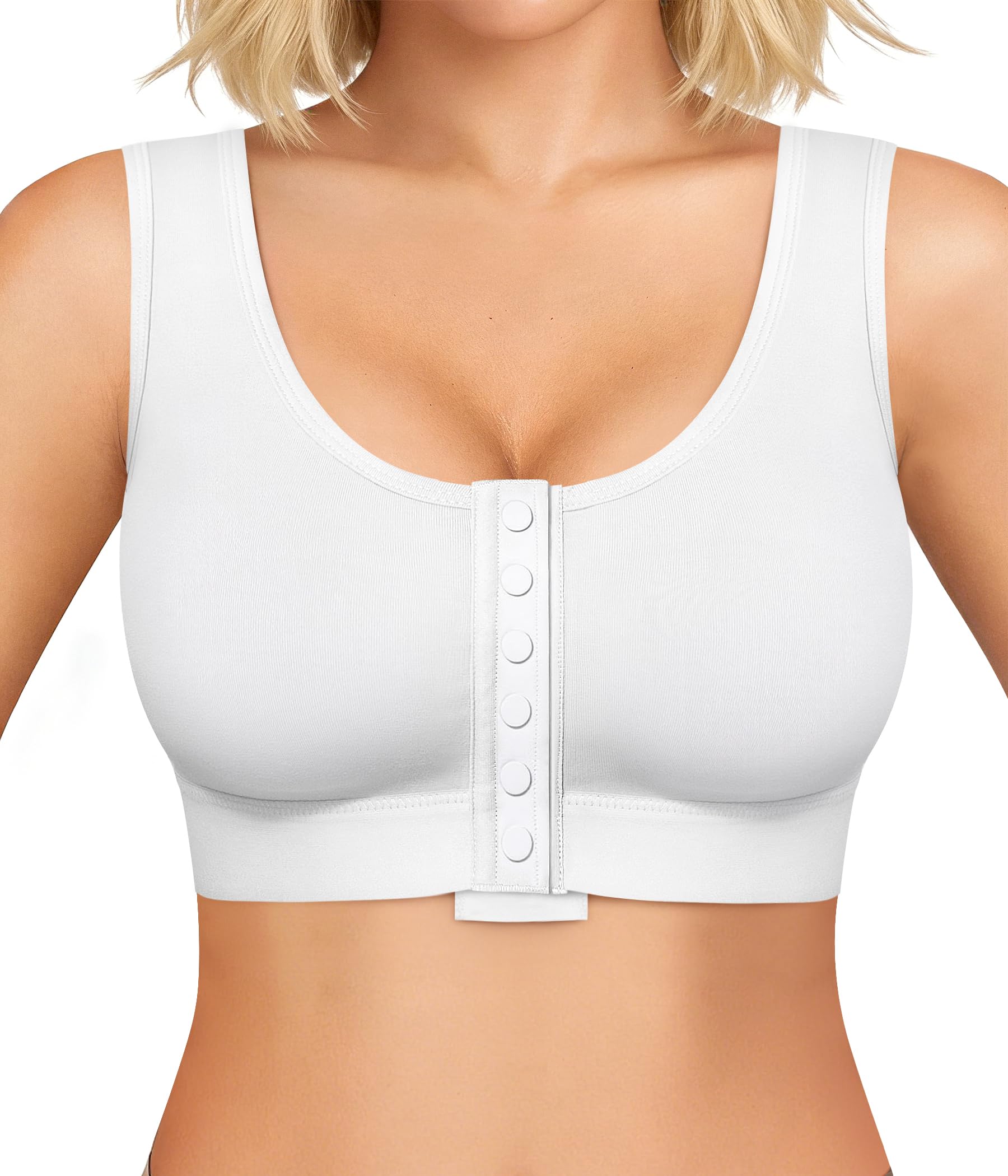 BRABIC Surgical Bra Front Closure - Comfort Compression Mastectomy Bras for Women Post Surgery with Full Coverage