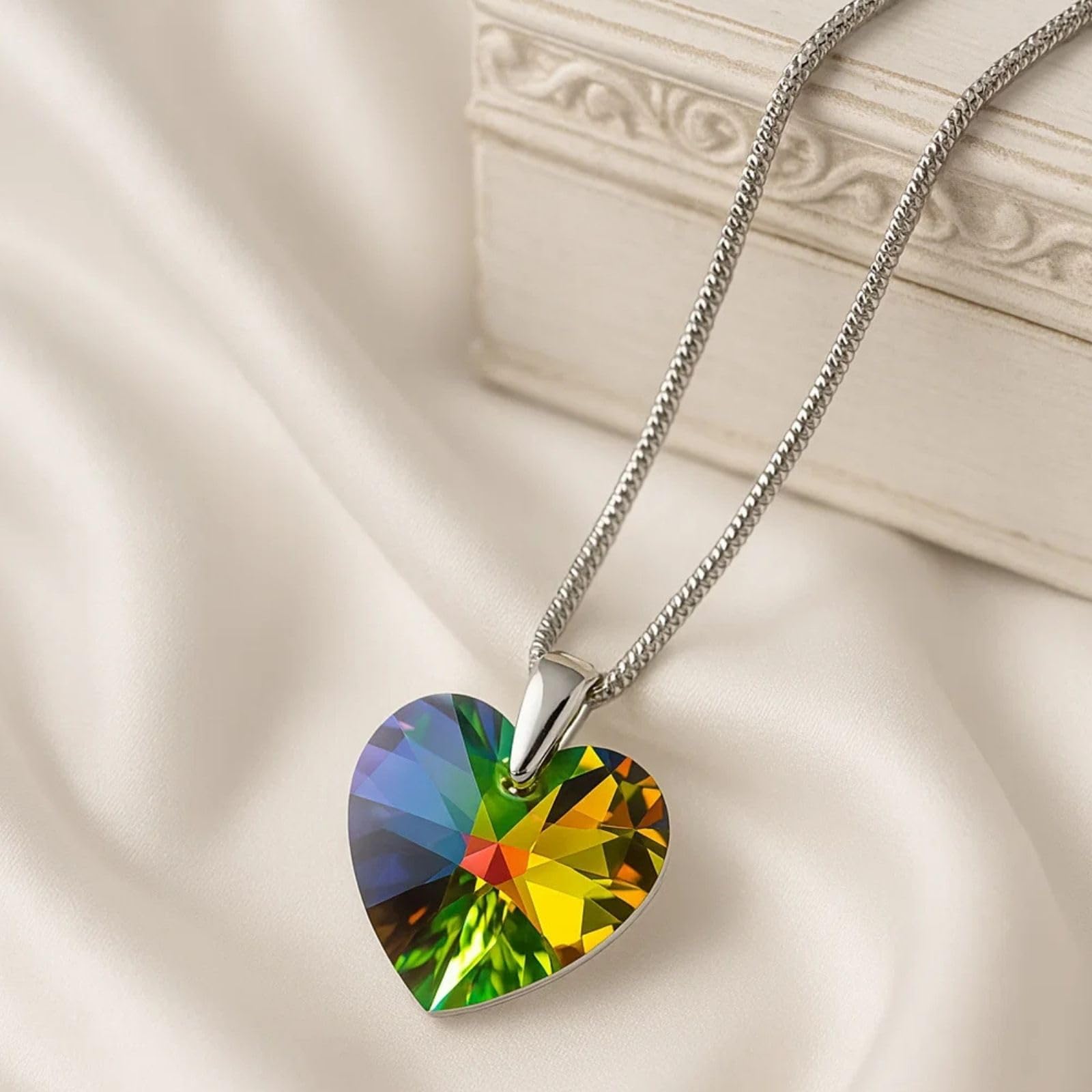 LILLY MARIE Collar De Dama Hecho A Mano Con Colgante De Corazón Y Cadena Ajustable De Plata Pura 925