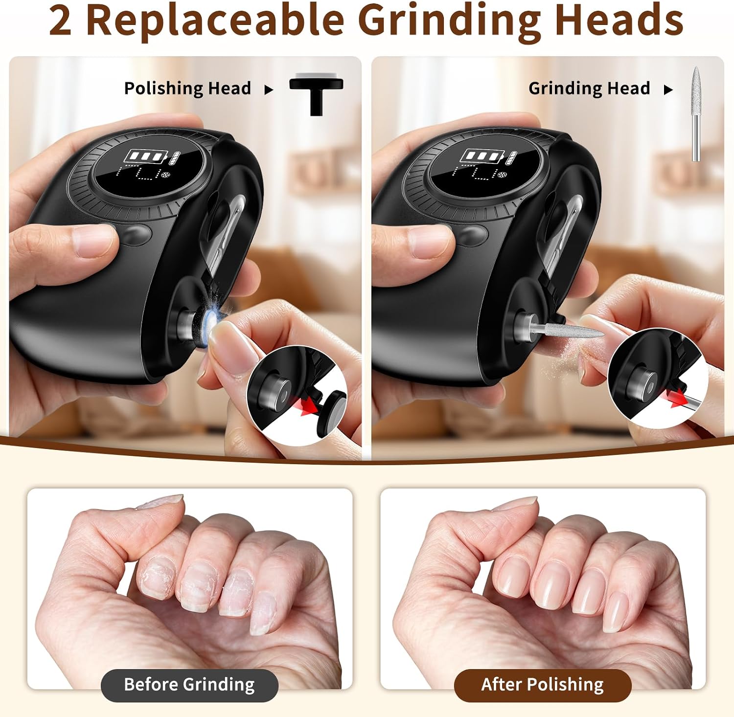 2026 Upgraded 5-in-1 Electric Nail Clipper for Fingernails & Toenails,4-Speed Rechargeable Electric Nail Trimmer with LED Light, Magnifier,Grinding Head & Clipping Storage for Seniors,Adults & Babies