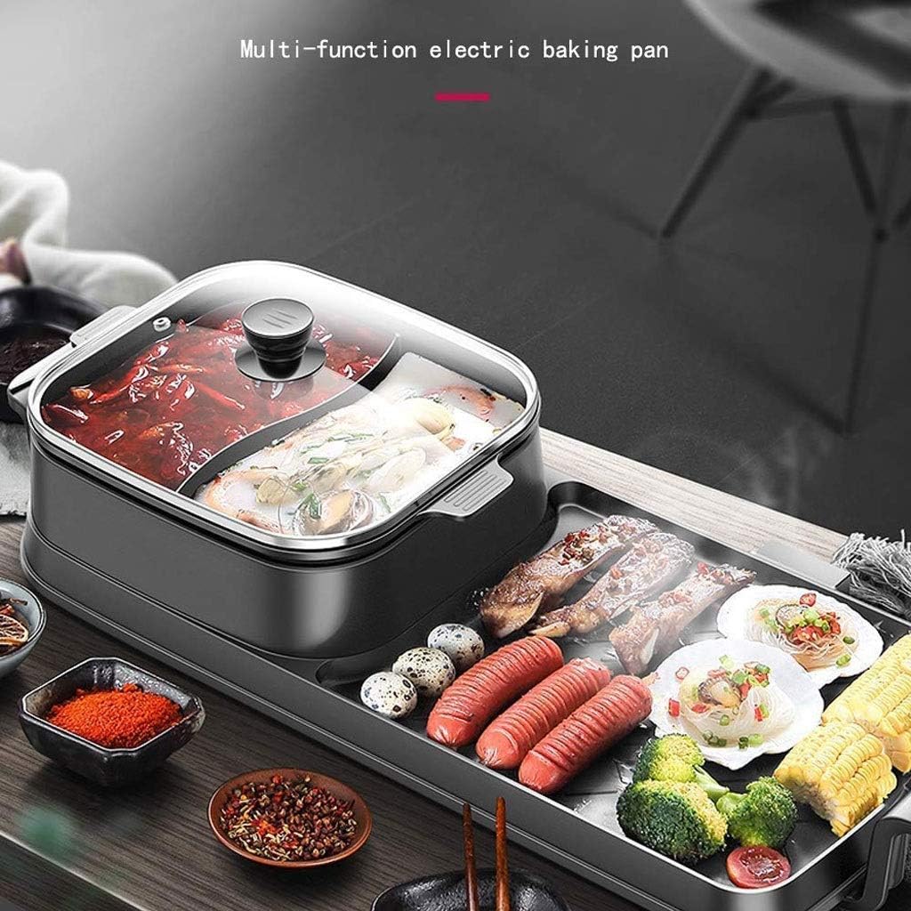 BBQ Grill Hot Pot, Multi-Function Electric Barbecue Oven Adjustable Power for 3-10 Person