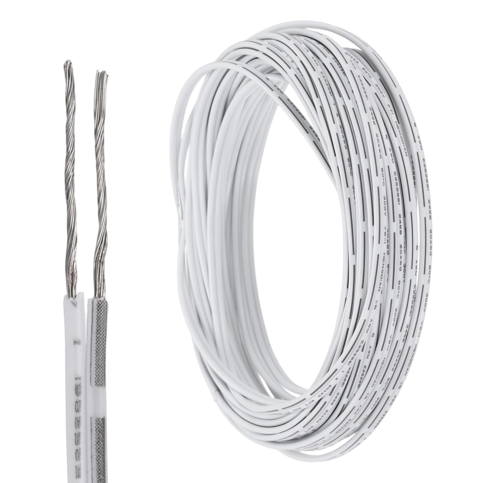 sourcing map 25ft Universal Garage Door Wire, 20AWG 2 Conductor Door Bell Wire Extension Cable Tinned Copper for Control Station & Sensor, Black