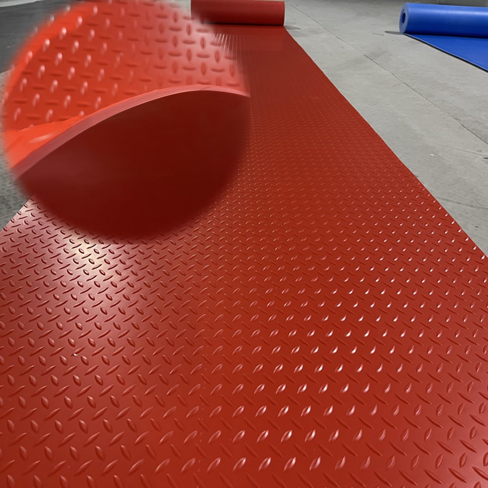 UrbanUp Gummimatte 5 Mm Dicke Gummimatten für Garagenböden, rutschfeste Gummidichtung, Gummi-Diamantplattenbodenbelag, Robuste Allzweck-Schutzmatte(Red,1.8 x 2.6m (5.9 x 8.5ft))