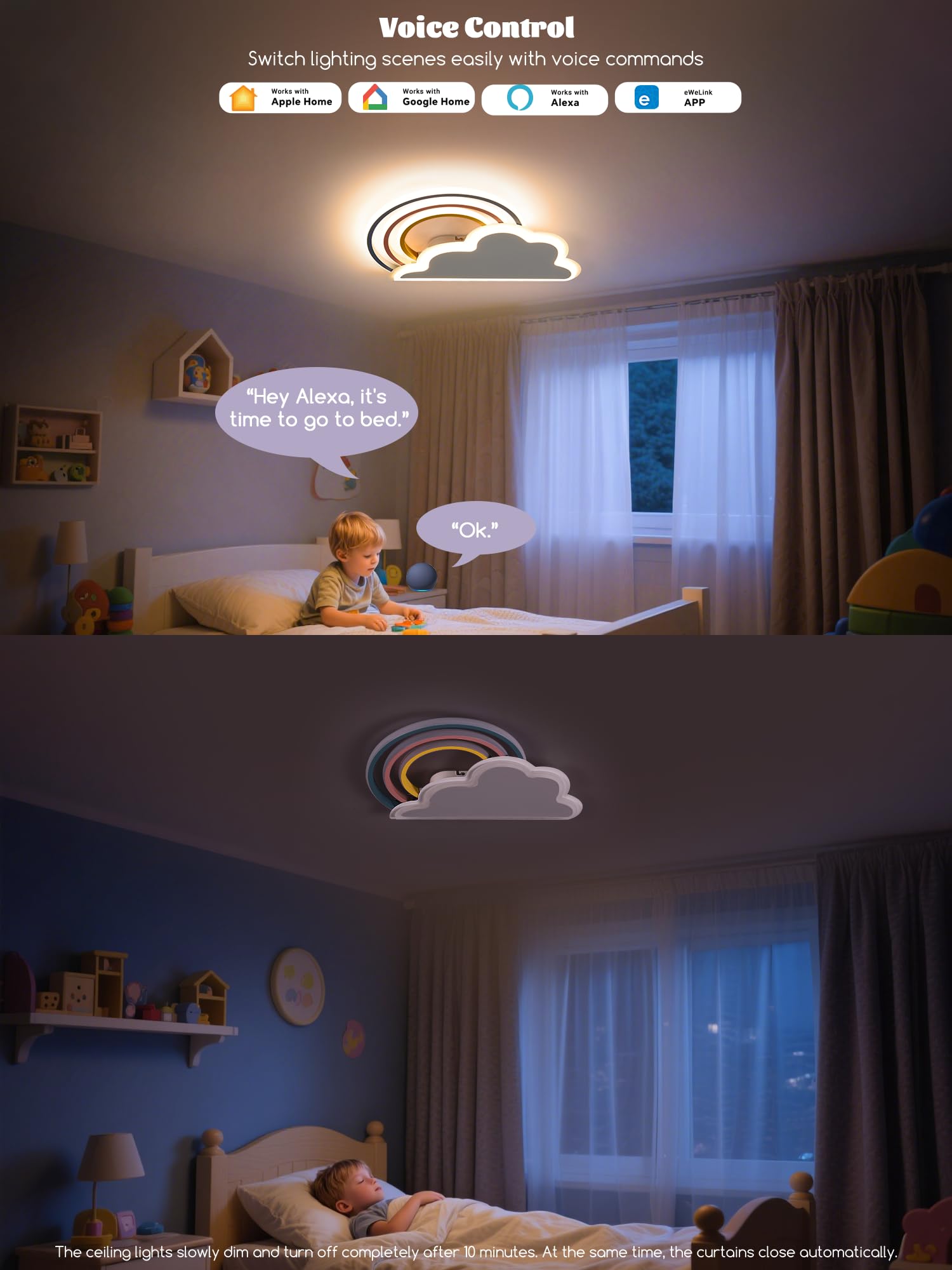 Smart Kinderzimmer Lampe Decke with Matter, Kompatibel Mit HomeKit, Alexa, Google and IFTTT - Kinder Deckenlampe mit Fernbedienung, 28W 3360LM, ideal für Schlafzimmer