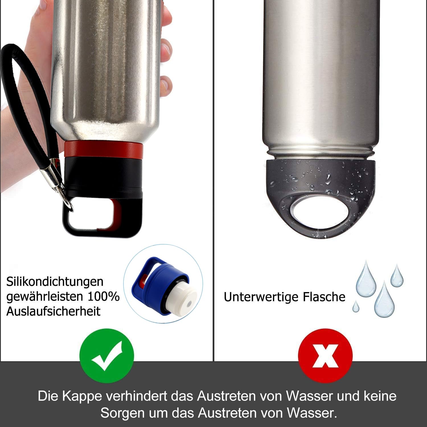 RISON-Titanium 520ml Titan Wasserflasche, Outdoor Camping Doppelwandig Isolierbecher, Leichtgewicht Thermobecher Trinkflasche Wasser Flasche für Sport Radfahren Wandern Picknick Klettern