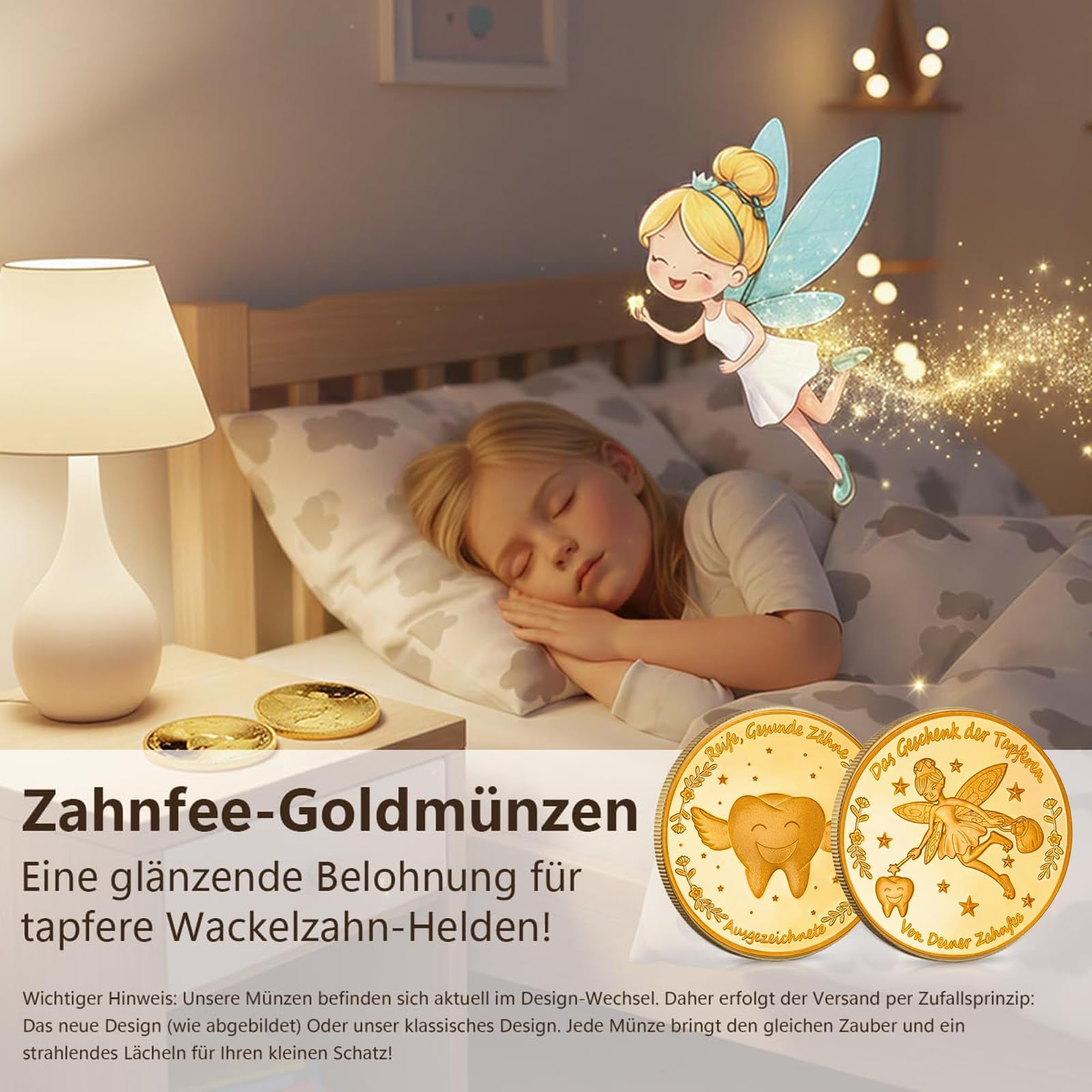 Caja de dientes de leche con motivos coloridos para niños y niñas, juego de regalo con 2 monedas, caja de dientes personalizable para dientes de leche, regalo para el tiempo