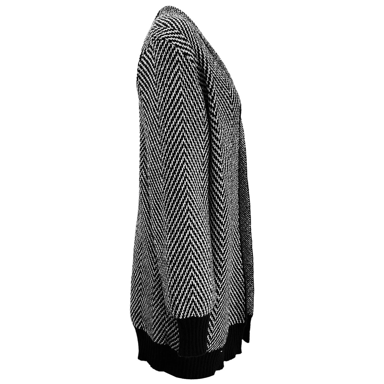 Générique Gilets Femme Pulls Femme - Cardigan Long en Tricot Rayé Pull Ouvert sur Le Devant Décontracté Automne Hiver Pull en Laine Vêtements D'Extérieur