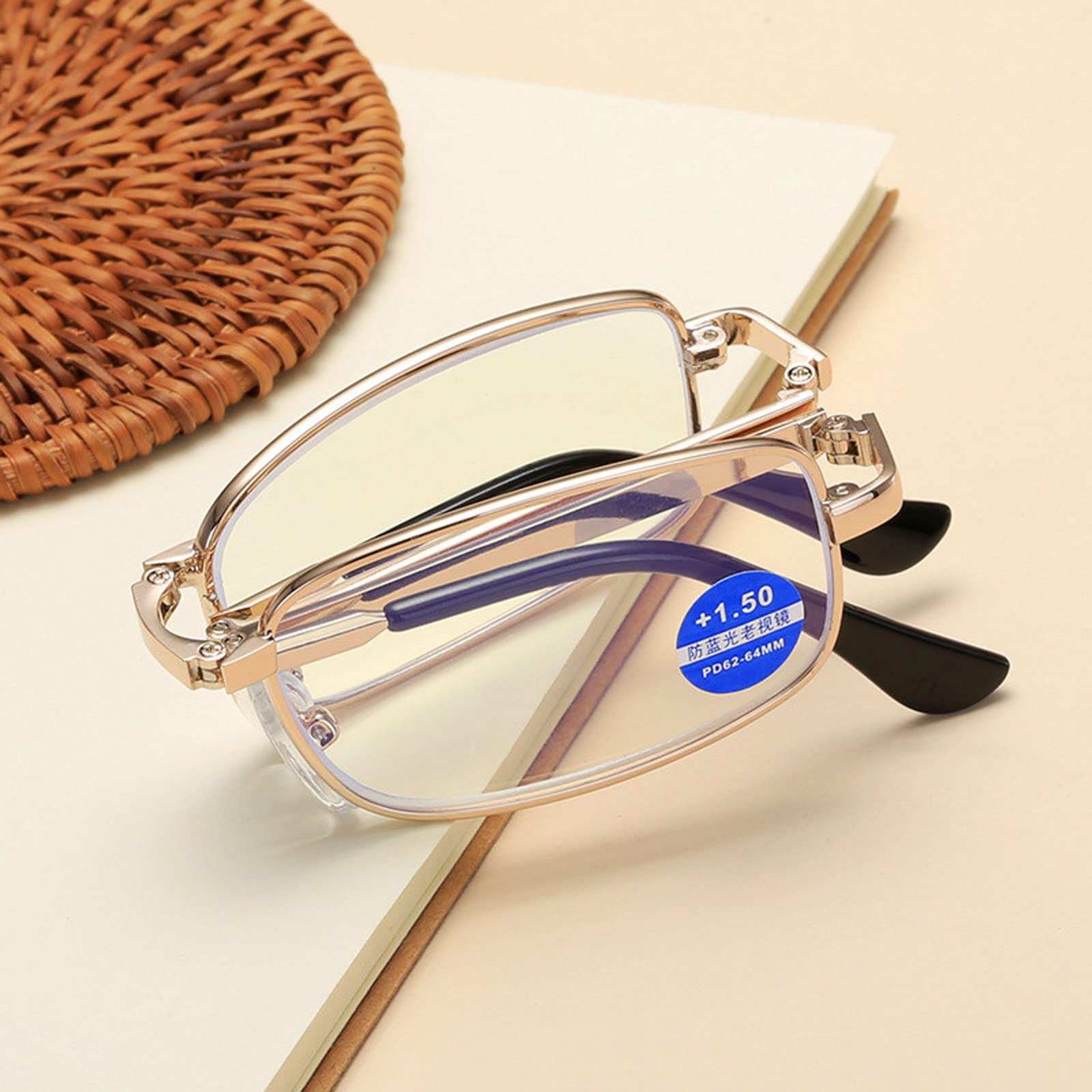 Lesebrille aus Metall, faltbar, Unisex, Anti-Blaulicht, Computerbrille, Presbyopie Dioptrien, 6 Stück