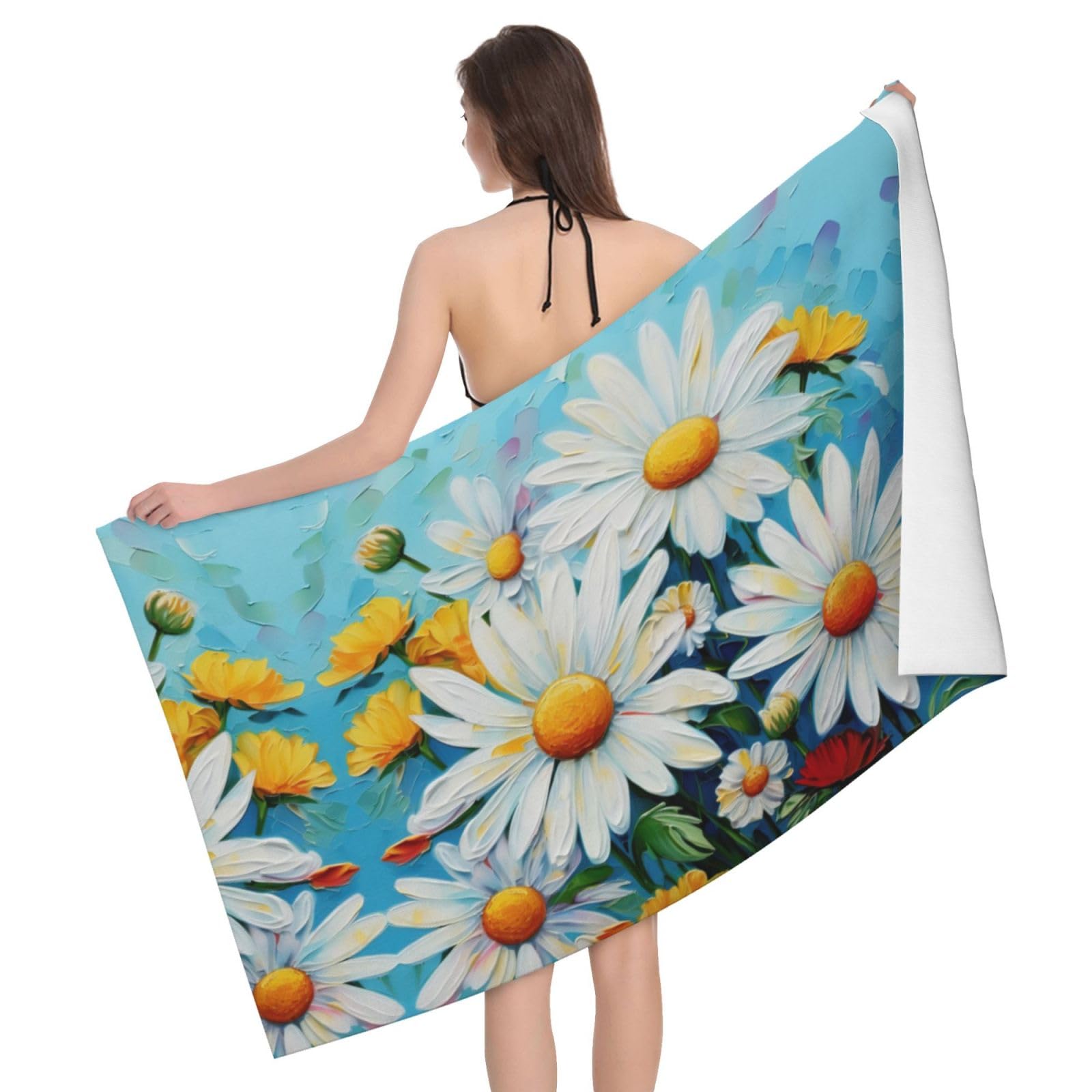 Amazon｜夏の花デイジーフラワー花柄超極細マイクロファイバータオル