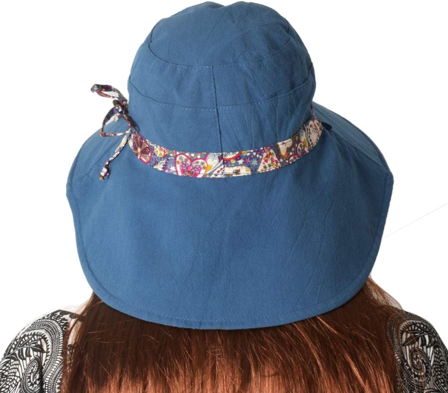 Cotton Sun Hats for Women UV Protection Beach Hat Reversible Bucket Hat Wide Brim Foldable Sunhat Fishing Cap - Image 2