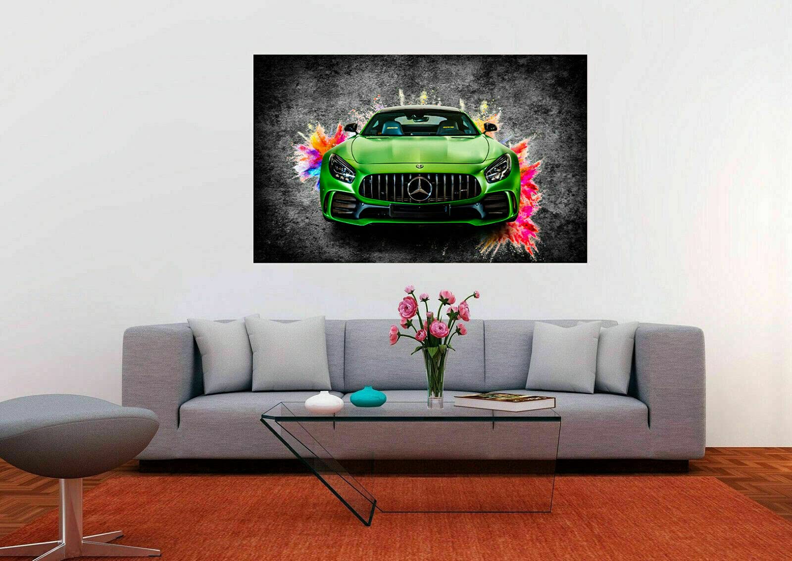 Tableau Sur Toile Mercedes AMG GT Abstrait - Impression D'art, Cadre Bois, Neuf