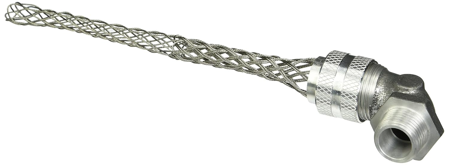 Hubbell 07401080 Deluxe Cord Grip, 90 Degree Male, 1/2 with Mesh, 0.50-0.62 Cable