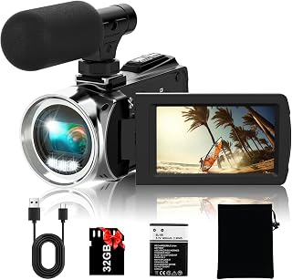 Rawiemy 4K 36MP Vlogging Camcorder with 270° Flip Screen, External Mic, 32GB SD Card - YouTube Video Camera Recorder (Black)