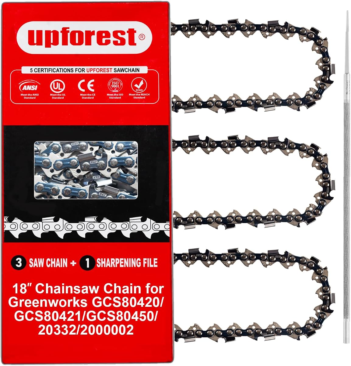 3PC 18 inch Replacement Chain for Greenworks GCS80420, GCS80421,GCS80450, Chainsaw Chain for Greenworks 20332 2000002 91MOPX62