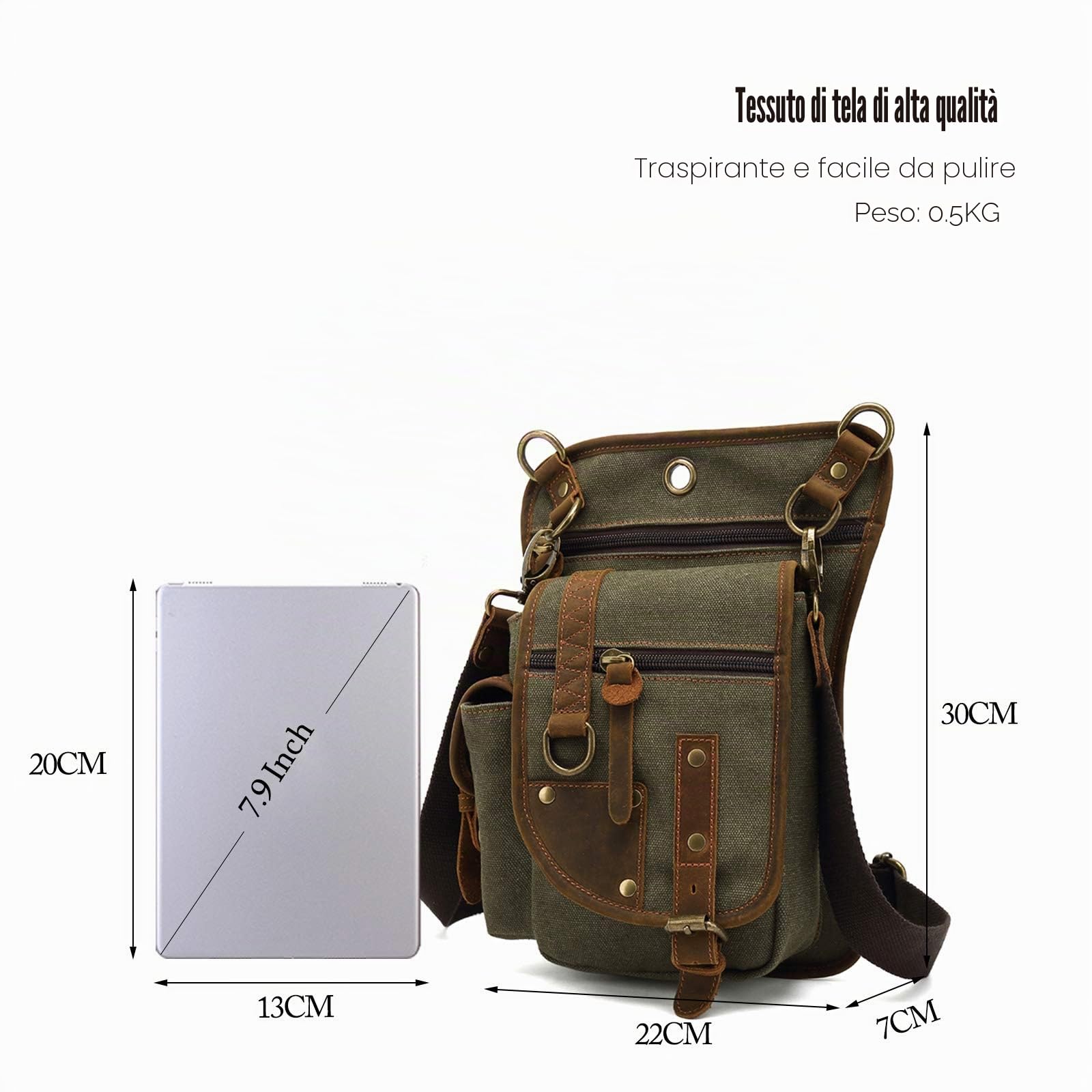 FANDARE Zaino Monospalla Drop Leg Uomo Zaino Donna Coscia Marsupio Zaino Spalla Borsa a Tracolla Tela Sling Bag Borsa Sportiva per Moto Escursionismo Ciclismo Scuola Università Trekking Viaggio