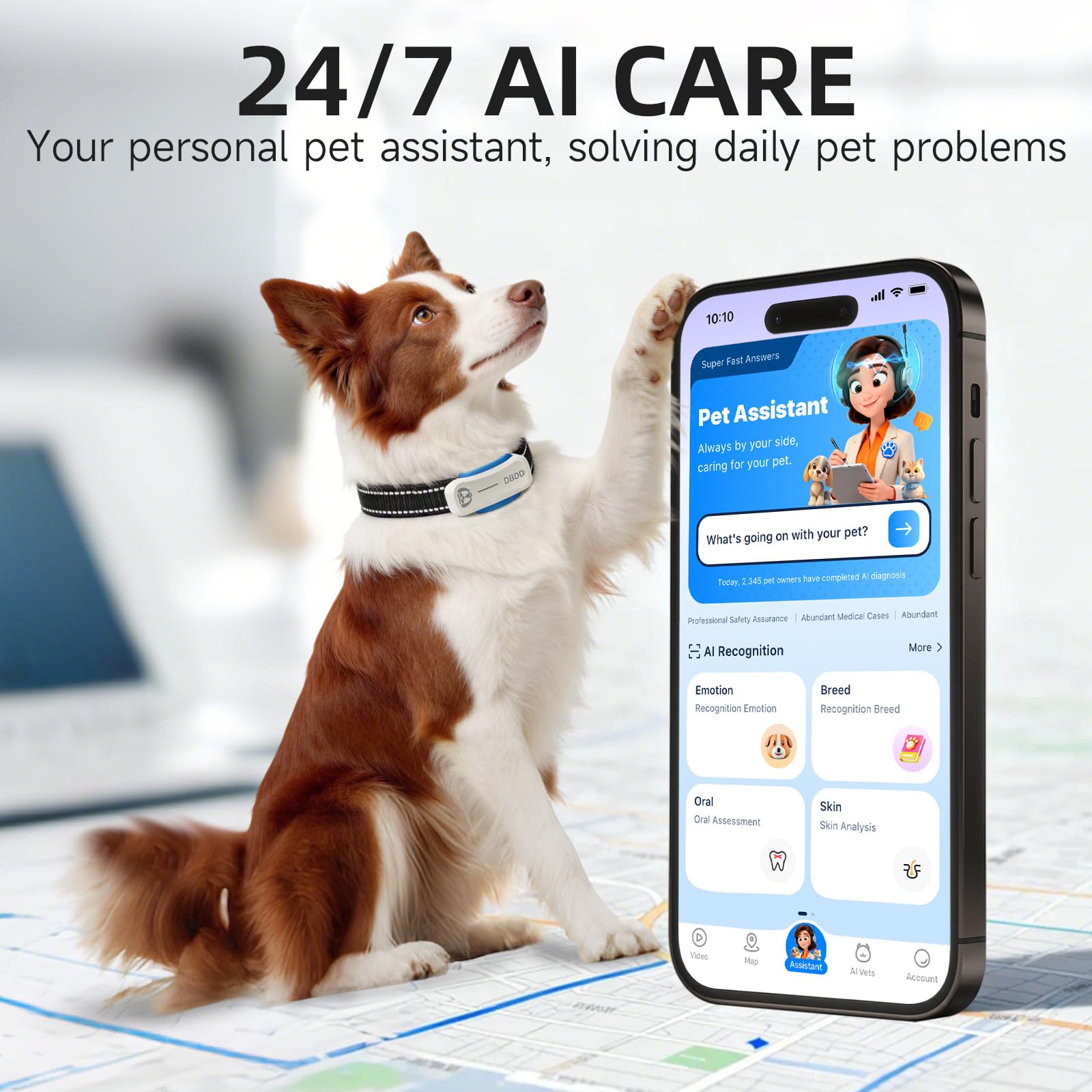 Dog GPS Tracker, Smart Waterproof Tracker with Real-Time Location, Escape Alerts, Activity Monitor, iOS & Android Compatible, for Dogs 40 lbs+ (White) - image 5
