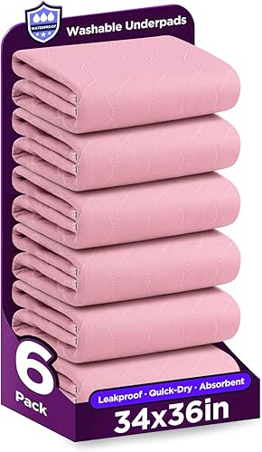 Miniatura 19 de Almohadillas de cama lavables de 36 x 72 pulgadas, paquete de 2, color gris, almohadillas impermeables para incontinencia, protectores contra orina