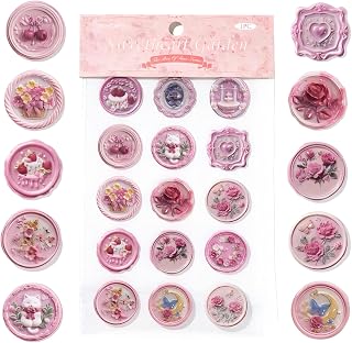 75Pcs Colorful Wax Seal Stickers, Transparent Pre-Made Adhesive Seals for Invitations, Vintage DIY Scrapbooking, Envelopes Wedding/Birthday Party Decoration- No Melting Needed (Sweetheart Garden)