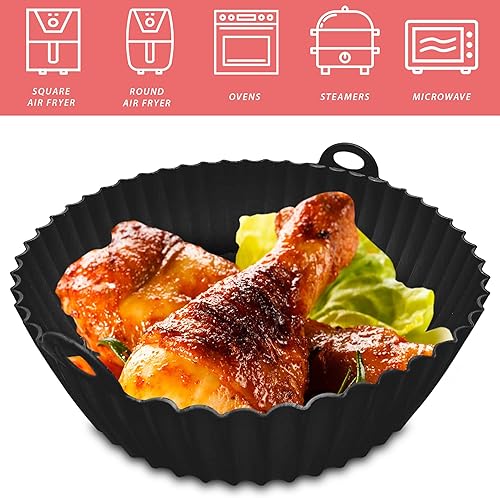 Miniatura 8 de Olla de silicona para freidora de aire, forros cuadrados de silicona para freidora de aire aptos para alimentos, reemplazo de revestimientos de