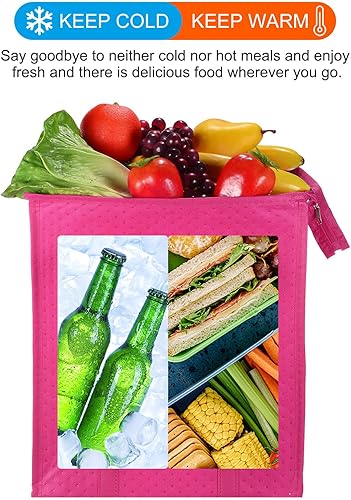 Miniatura 5 de PATIKIL Paquete de 6 bolsas de comestibles aisladas reutilizables de 13 x 10 x 15 pulgadas, bolsas aisladas para llevar con aislamiento térmico,