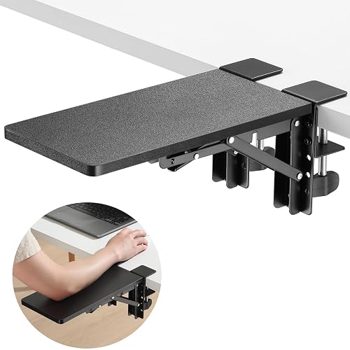 ETHU Compact Foldable Desk Extender Tray with Clamp, 11.8x5.9, Black