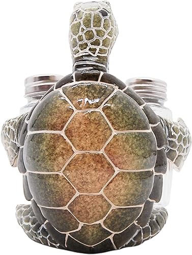Miniatura 5 de Soporte para juego de sal y pimienta de tortuga, decoración náutica, cocteleros incluidos, 5.75 pulgadas