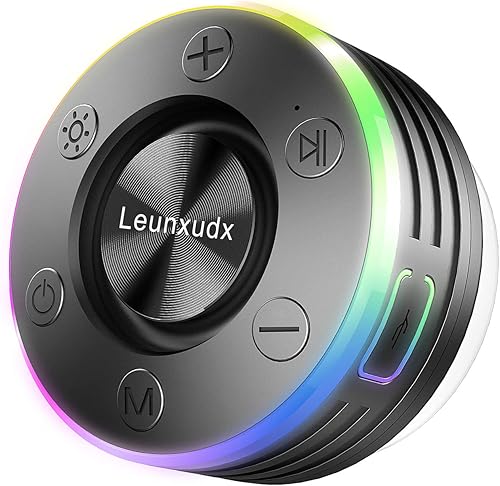 Altavoz de ducha Bluetooth, IPX7 impermeable Bluetooth con espectáculo de luz, micrófono integrado y radio de ducha, altavoz Bluetooth portátil para