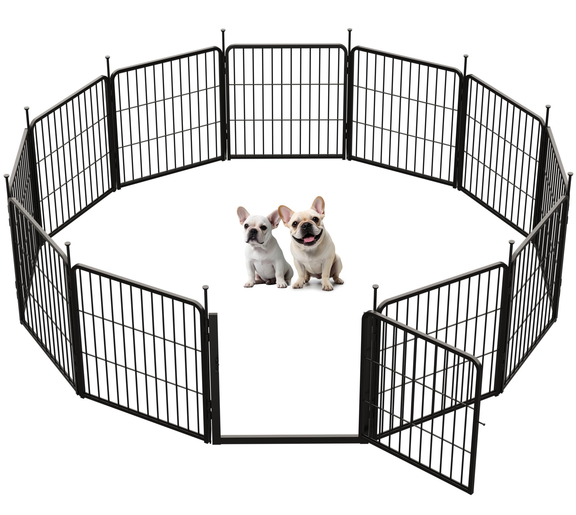 SunsGrove Dog Playpen with Wide Door, 60cm Height 12 Panels Playpen for Dogs, Heavy Duty Dog Pen for Puppy and Small Dogs, Indoor/Outdoor Pet Excise Pen, Black