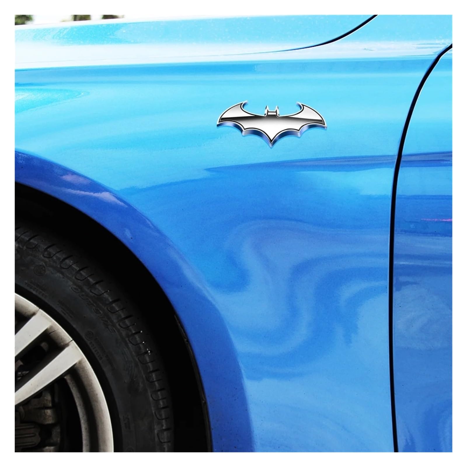 3 Autocollants Voiture 3D Chauve-souris Acier Inoxydable - Logo Chromé Pour Capot, Pare-brise