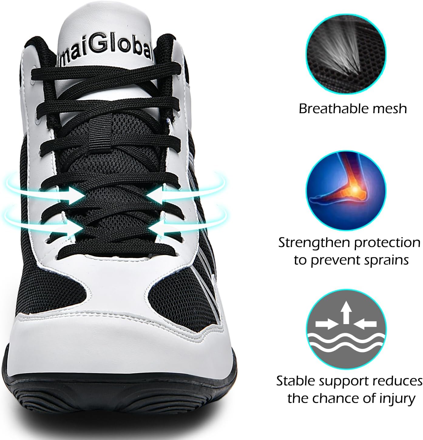 DimaiGlobal Men's Wrestling Shoe Boxing Shoes Zero Drop Sole High Top Fighting Shoes Fitness Sneaker Taekwondo Karate Martial Arts Weightlifting Training Shoes - Image 4