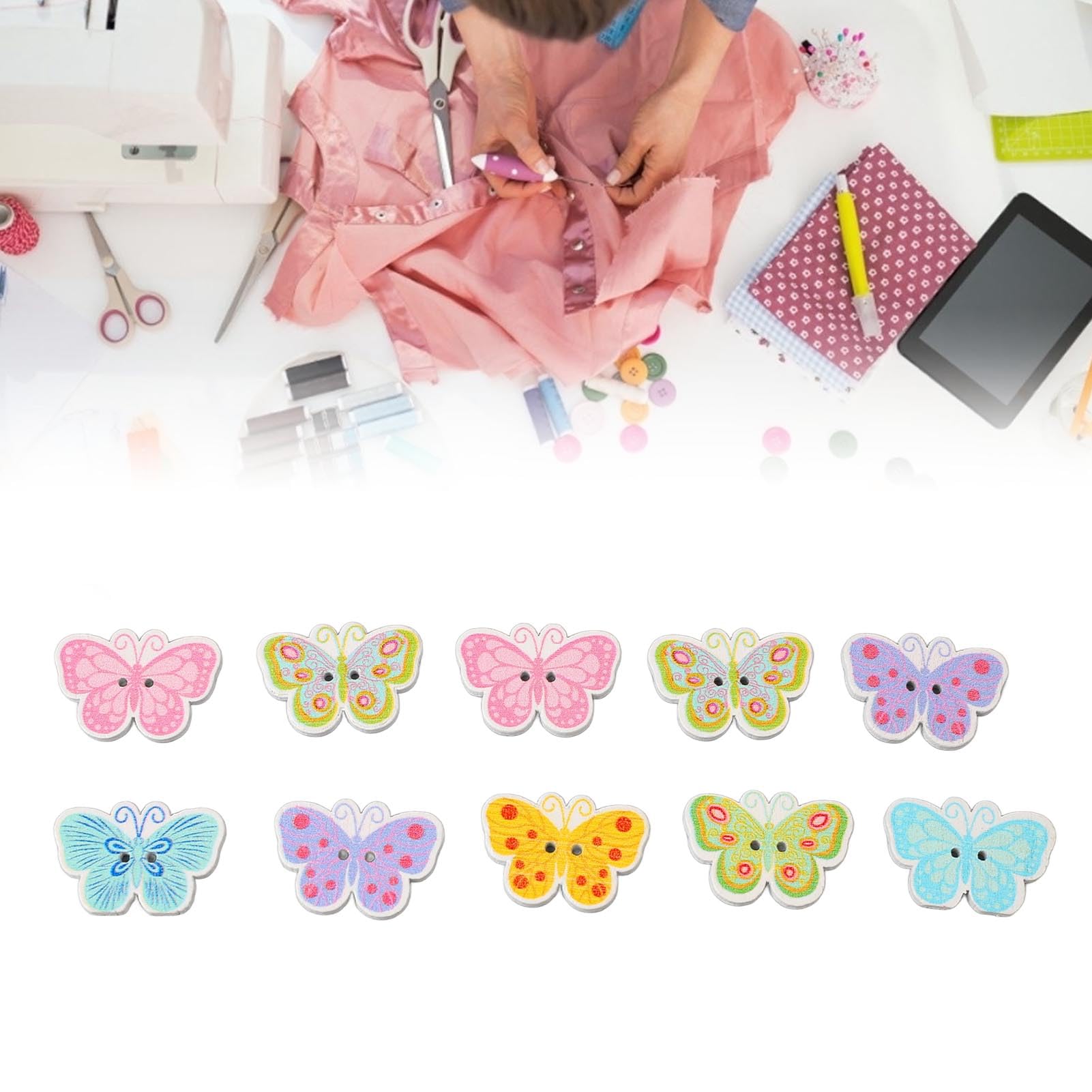 Amazon.co.jp: ヴィンテージ蝶ボタン刷塗装蝶ボタン2穴付き、縫製DIY