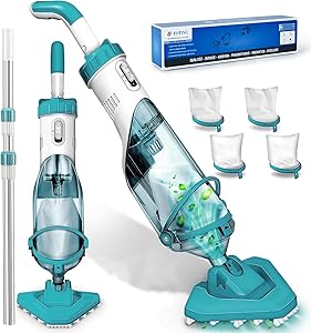 Handheld Hot Tub Spa Pool Vacuum, 19 gallons/min, Cordless Rechargeable Pool Vacuum for Above Ground Pool, 60 Mins Running Time, Ideal for Leaves, Cleaning Debris and Sand Underwater