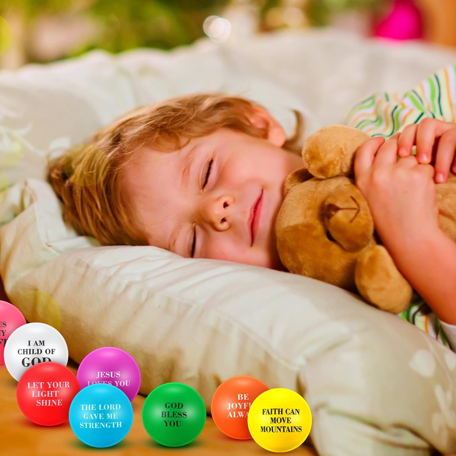 48 Pcs Easter Christian Stress Balls Bulk for Kids Bible Verse Motivational Stress Balls Colorful Religious Fidget Relief Toys for Christian Party Favors Easter Basket Stuffers