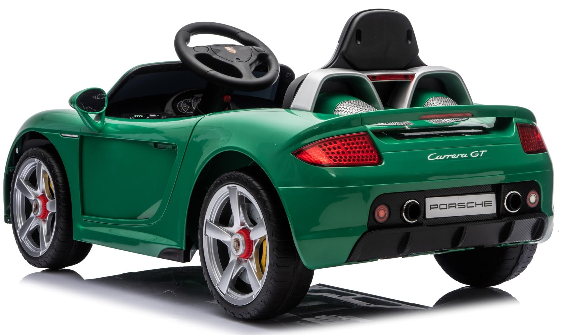 SUN BABY Porsche Carrera GT Cabrio, Auto elektryczne, Jeździk - Zielony | Pilot, 2 silniki 390, MP3, amortyzatory, pasy bezpieczeństwa, otwierane drzwi, 2 biegi, 3–5 km/h, akumulator 12V 4,5Ah