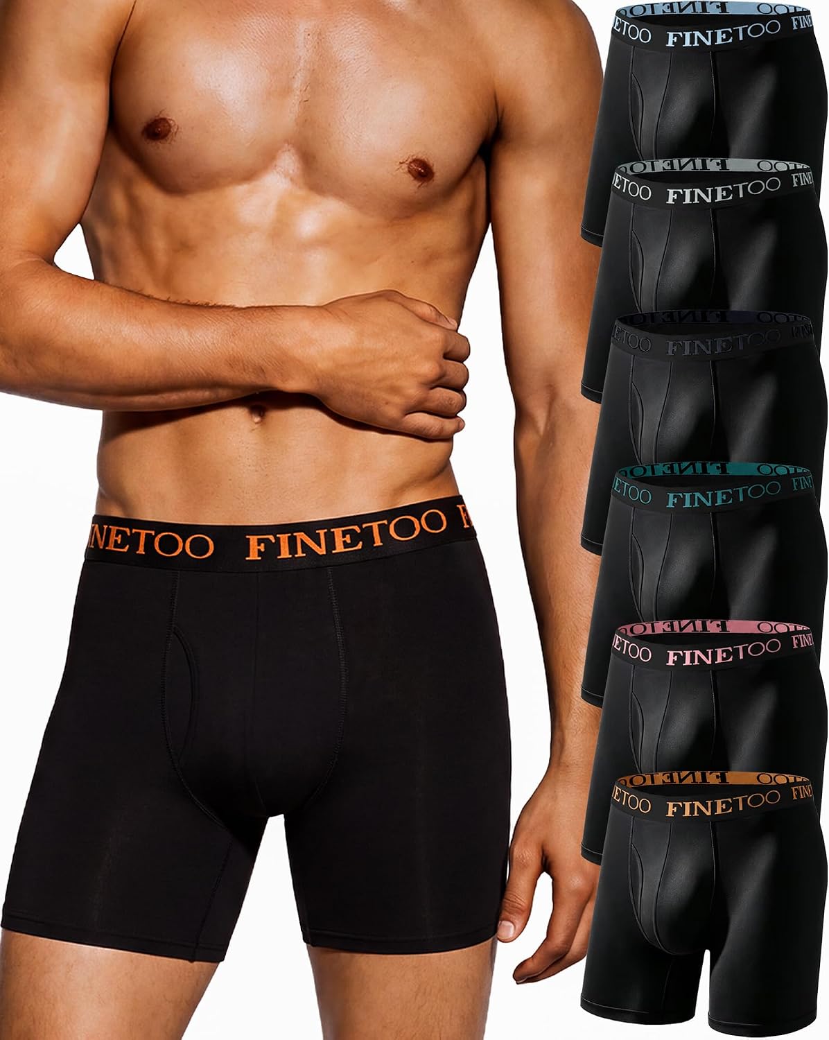 Men’s Boxer Briefs Cotton Underwear, Moisture-Wicking Breathable 6 Pack