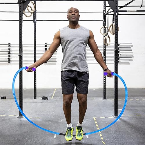 Miniatura 7 de Cuerdas de saltar con peso con mango de rotación de 360 grados. Cuerda de saltar pesada de 1 pulgada, 2.7 libras3 libras para hombres y mujeres,
