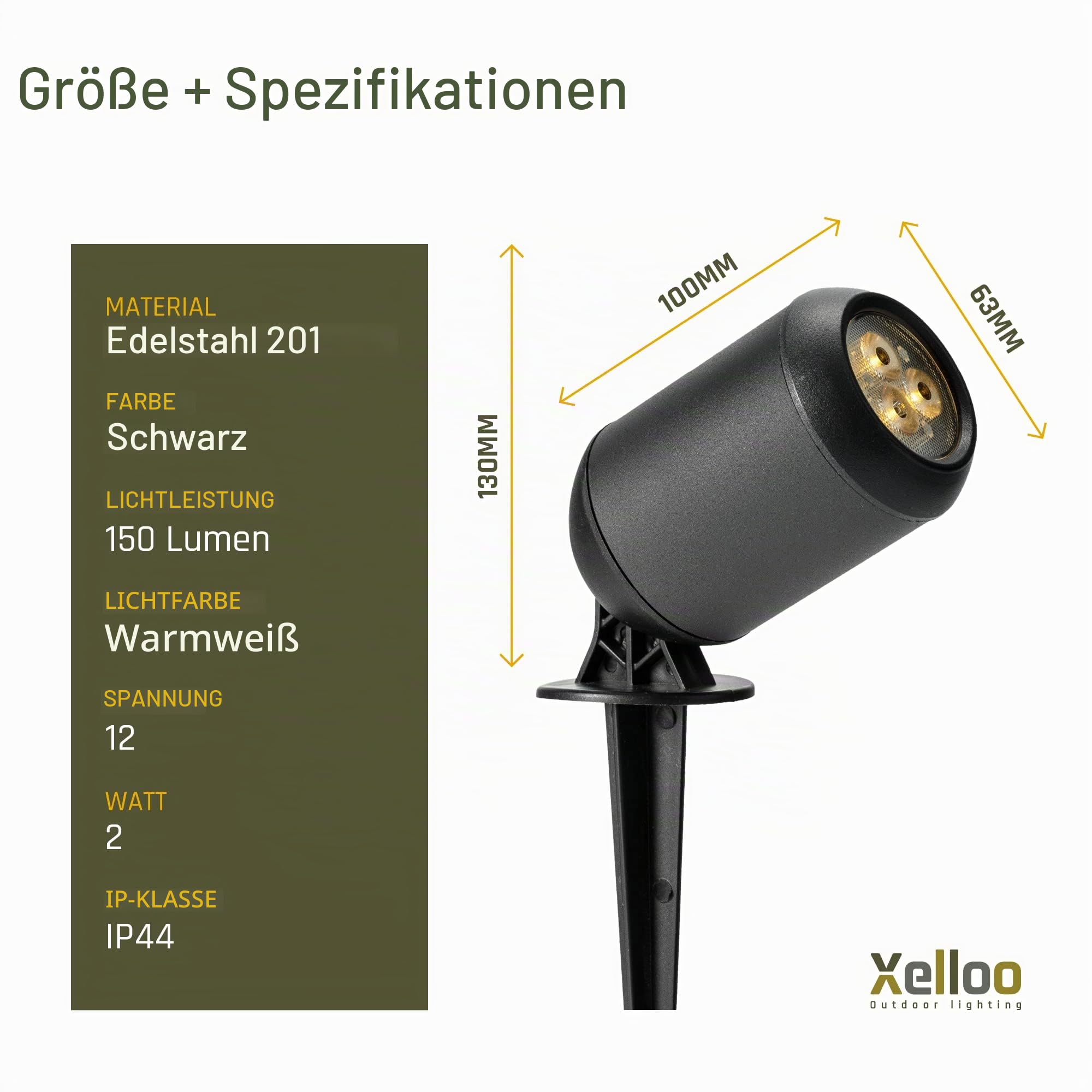 Xelloo Gartenleuchten Set JERO 12V - 4 Stück 1,6 W LED warmweiß - IP44
