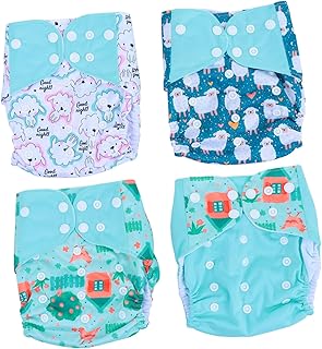 VILLFUL Fraldas Laváveis De Bolso 4 Peças Fraldas De Bolso Laváveis Capa De Fraldas De Bolso Fraldas Reutilizáveis Para Recém-Nascidos Fraldas Unissex Roupa Íntima Poliéster