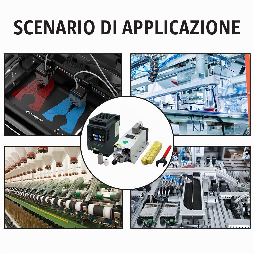 CNC motore principale 2,2 KW 2200 W 220 V 400 Hz 24000 rpm, mandrino quadrato raffreddato ad aria, dotato di VFD 2,2 KW 220 V + chiave ER20 + 15 pezzi di pinze ER20 (1-13 mm)