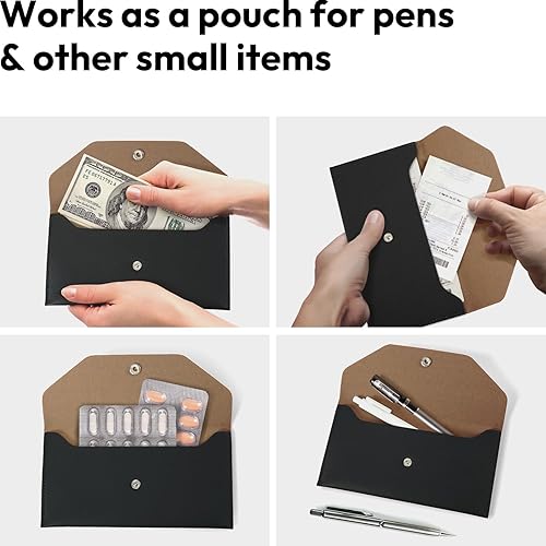 Miniatura 6 de Carrotez 1EA Carpeta presupuestaria, sobre para efectivo de piel sintética organizador de dinero para efectivo reutilizable, sin letras, de 6.8 x
