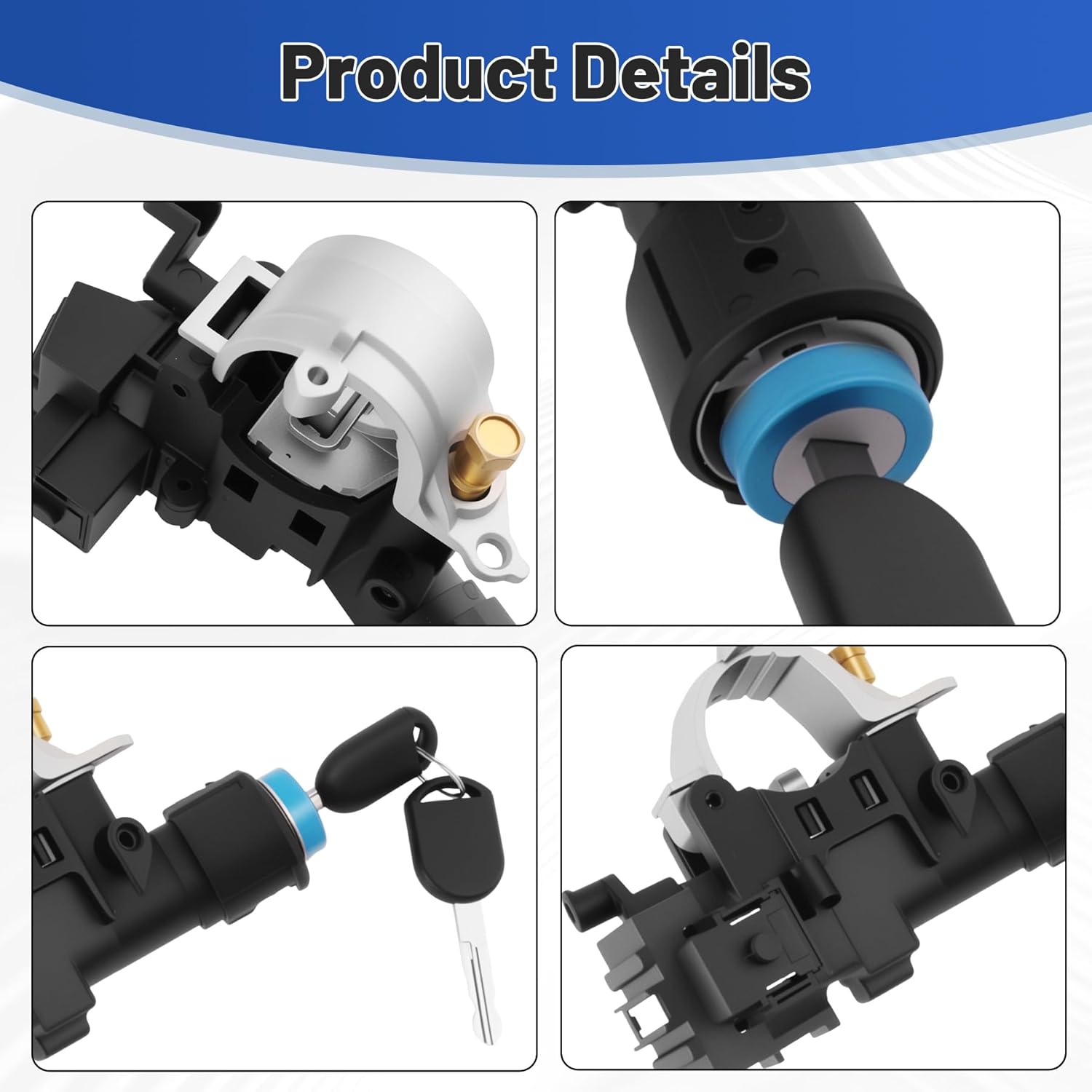 Ignition Switch Lock Cylinder Assembly with 2 Chip Keys Replace for 989-019 9L8Z-3511-A,Compatible with 2008-2012 Ford Escape,2009-2011 Ford Focus,2008-2011 Mazda Tribute