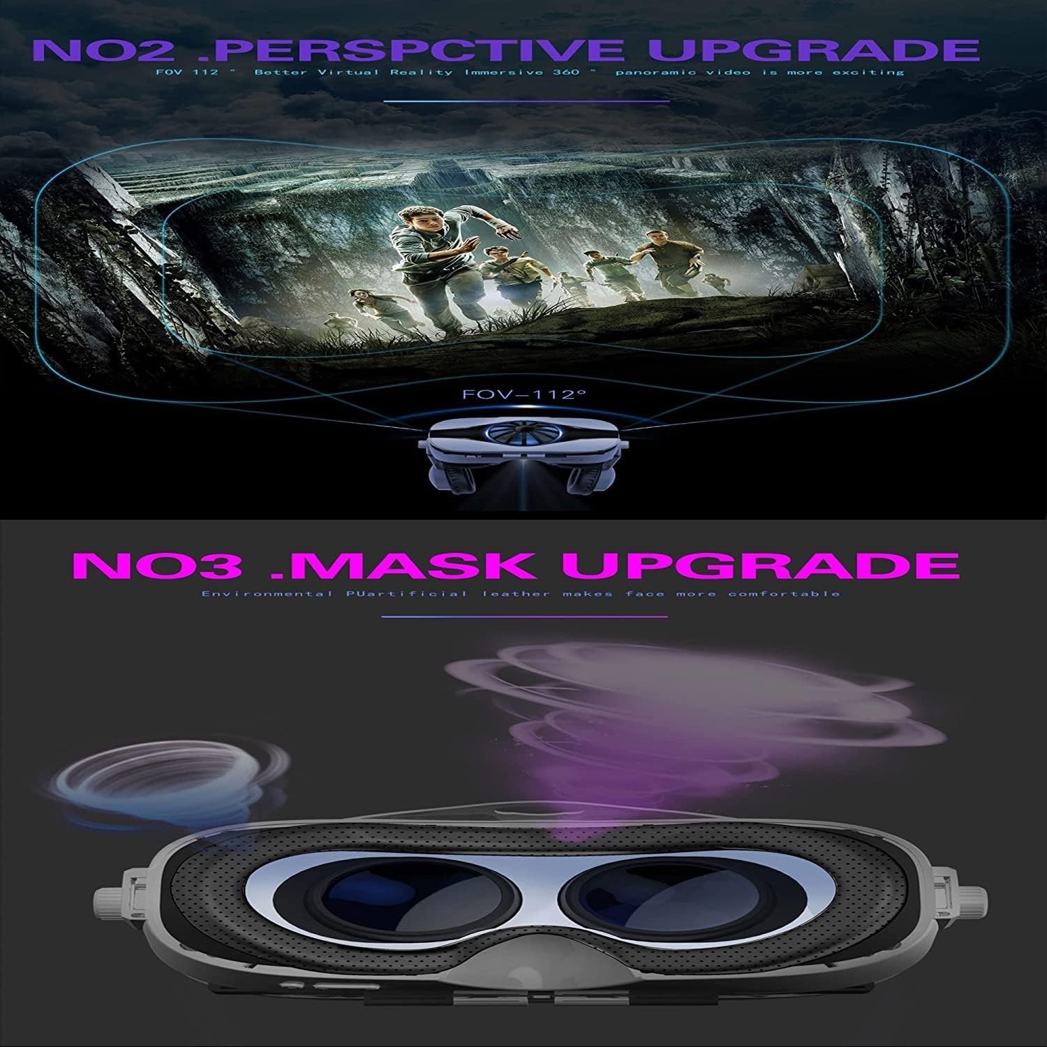 360° Videos and Immersive World of VR,3D Glasses Virtual Reality Headset,Advanced Support and Comfort Using VR
