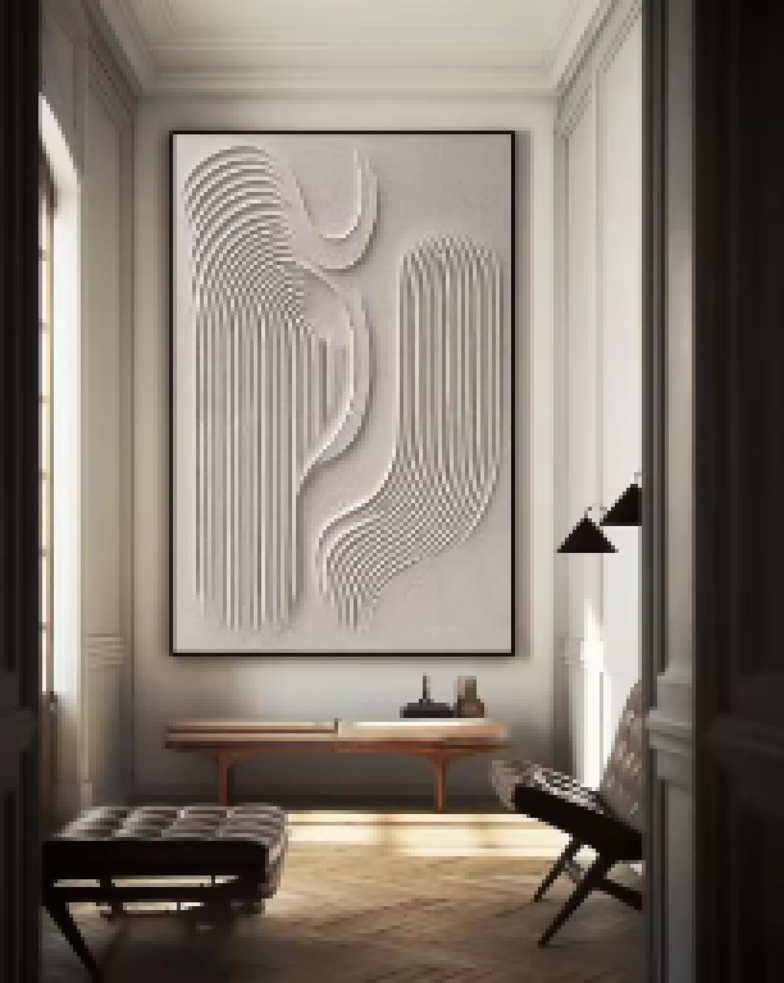 LZJAGXX Großes beiges Strukturgemälde, abstraktes Gipsgemälde auf Leinwand, Wabi Sabi Wandkunst, minimalistisches modernes Wanddekor 70x100cm rahmenlos