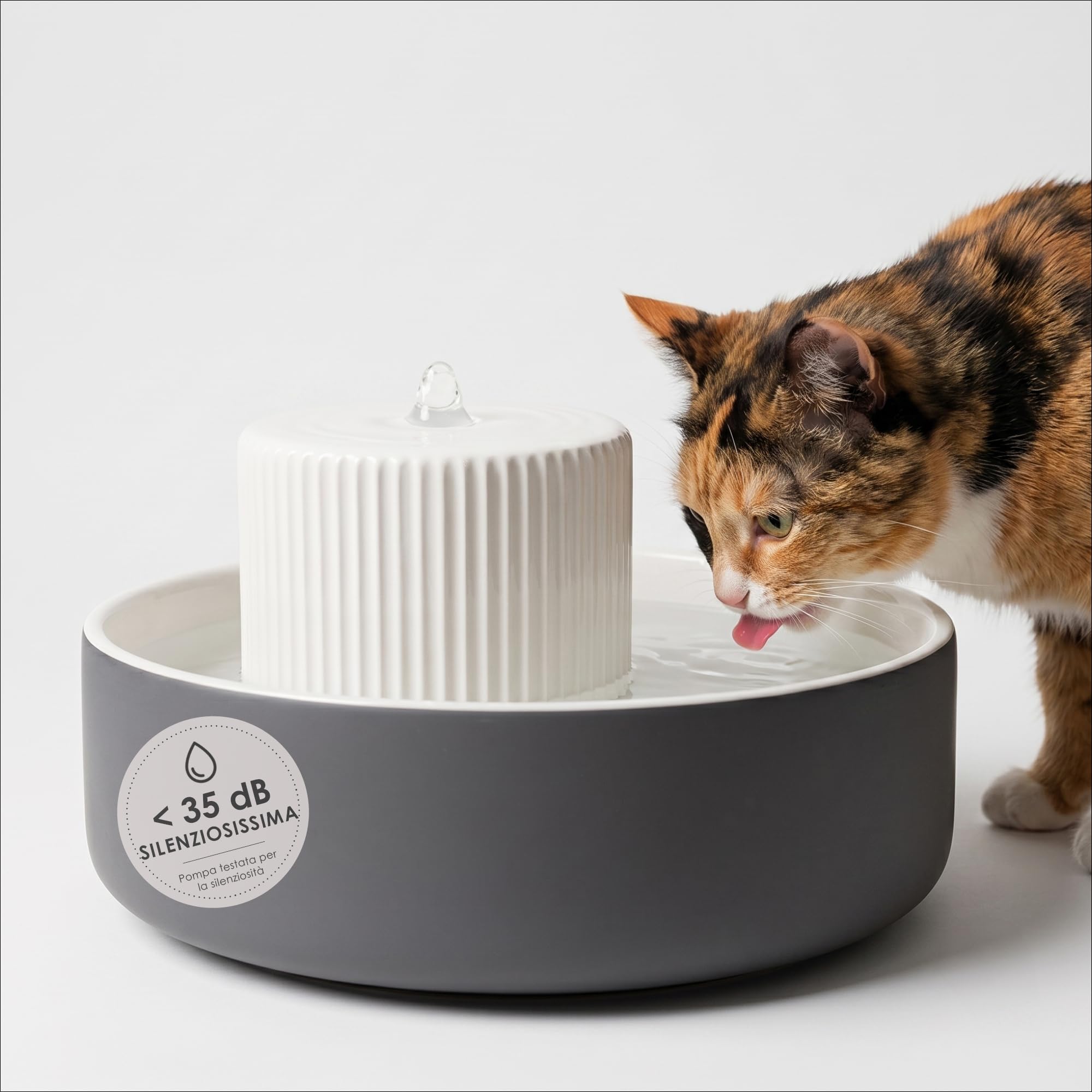 LucyBalu® Trevi Fontana per gatti in ceramica da 2.8 litri I Antracite