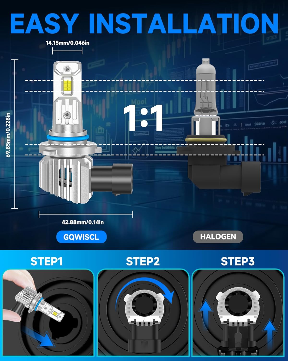 Fit for GMC 2007-2013 Sierra 1500 2500 3500 Light Bulbs, High/Low Beam Light Bulbs Combo, 800% Brightness CSP Chips, 6000K White, Efficient Heat Dissipation, Pack of 4