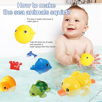 Chennyfun Dolphin Baby Bath Toy Set, 32PCS Floating Ocean Animal Themed