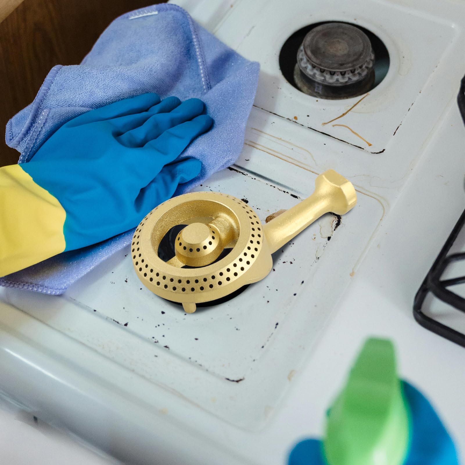 Abaodam Quemador de Gas de Hierro para Estufas Accesorio de Cocina Multiusos Diseño Resistente y Elegante Compatible con Encimeras y Instalación Dorado