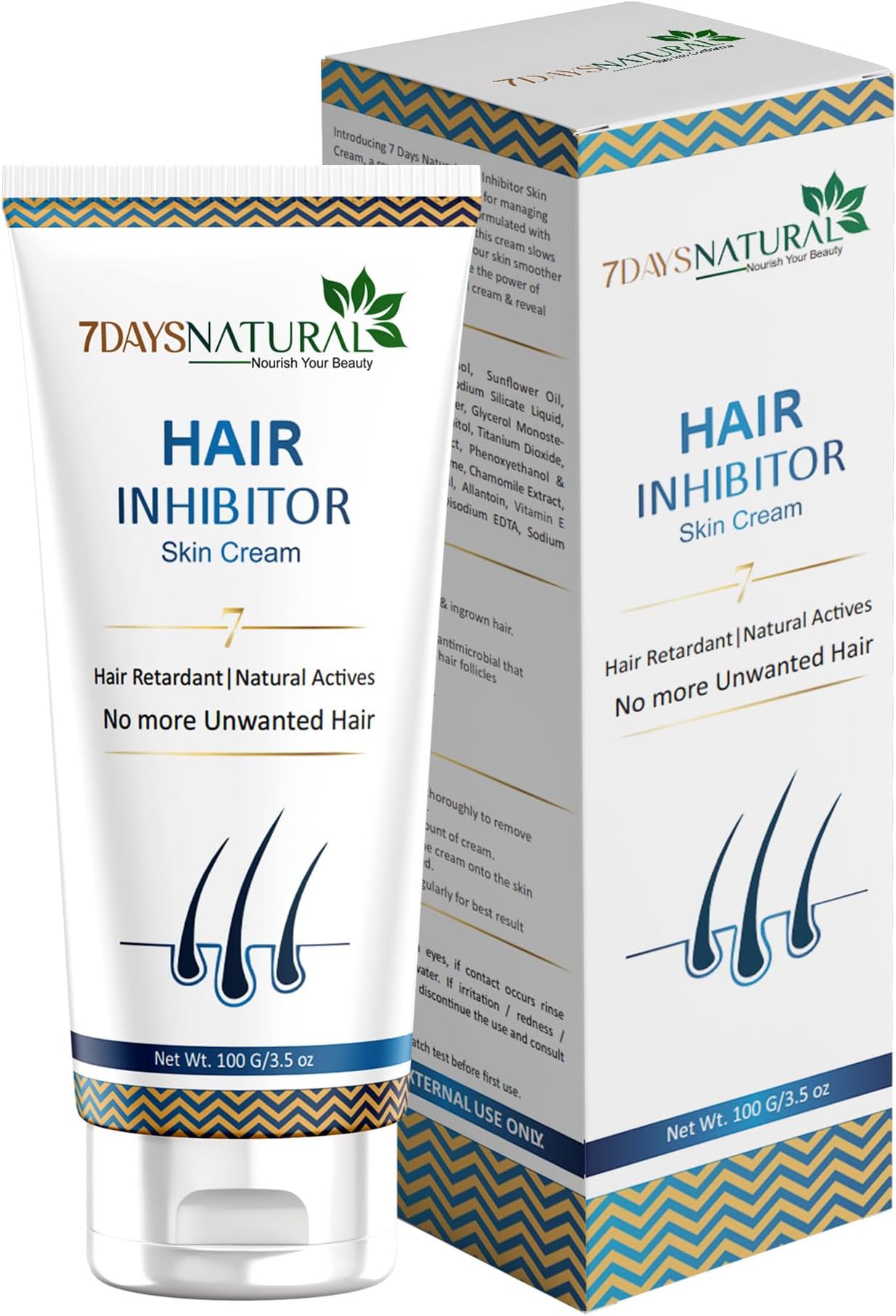 7DAYSNATURAL Facial Hair Removal Cream 100g for Women & Men with Narcissus Tazetta Extract & Betaine | Painless Hair Inhibitor | Gentle & Pain-Free